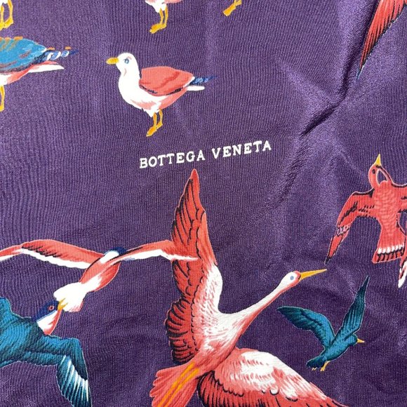 Bottega Veneta Womens Scarf w/ Birds 100% Silk EUC - Picture 2 of 8